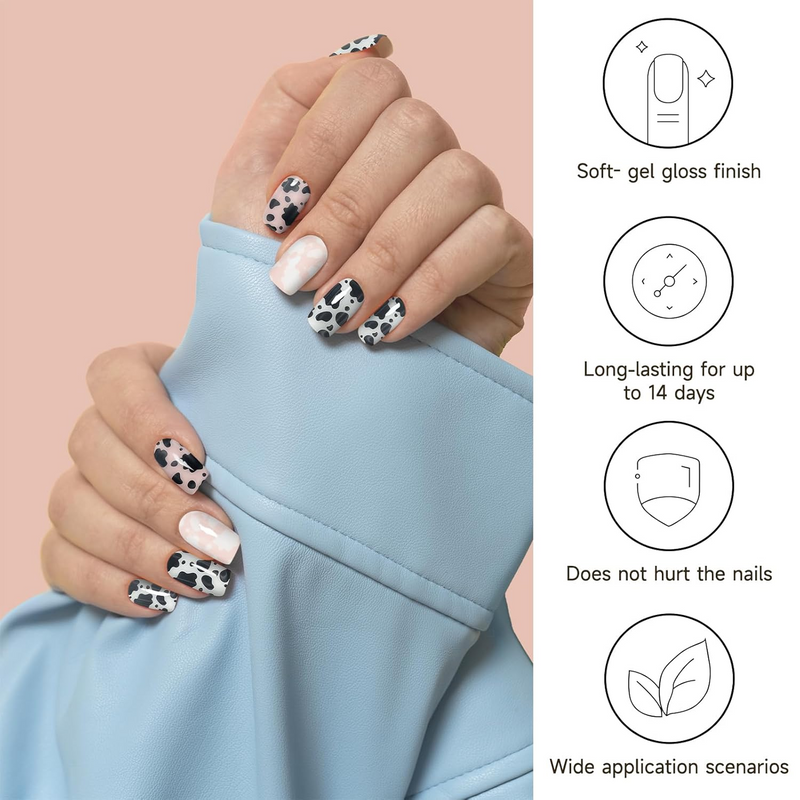 DUKASOU Gel Nail Stickers -Midnight Blush Spots