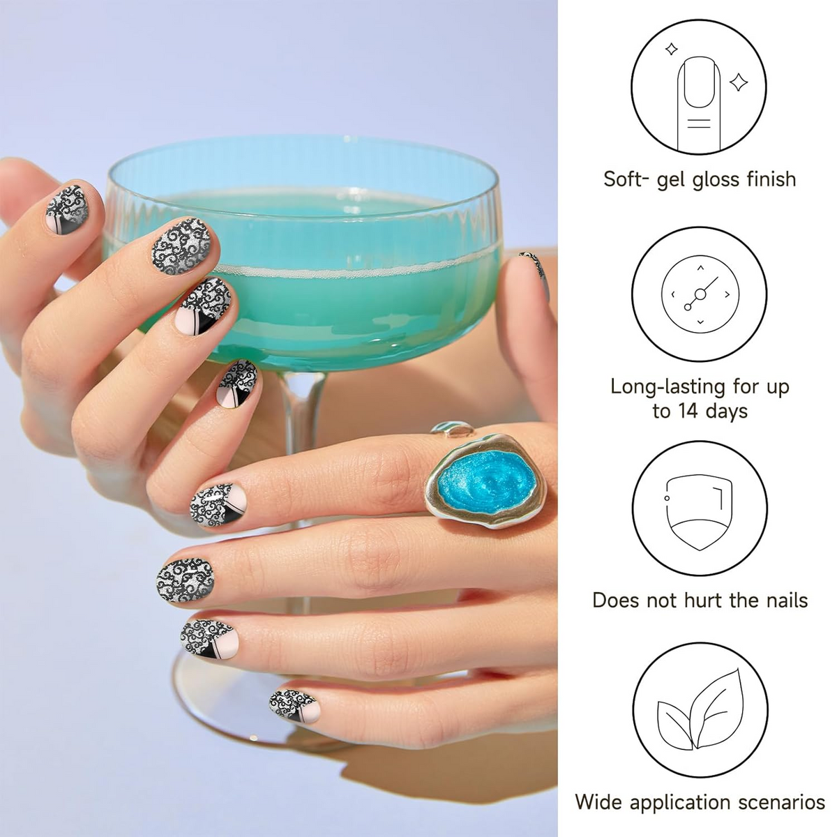 DUKASOU Gel Nail Stickers -French Meteor