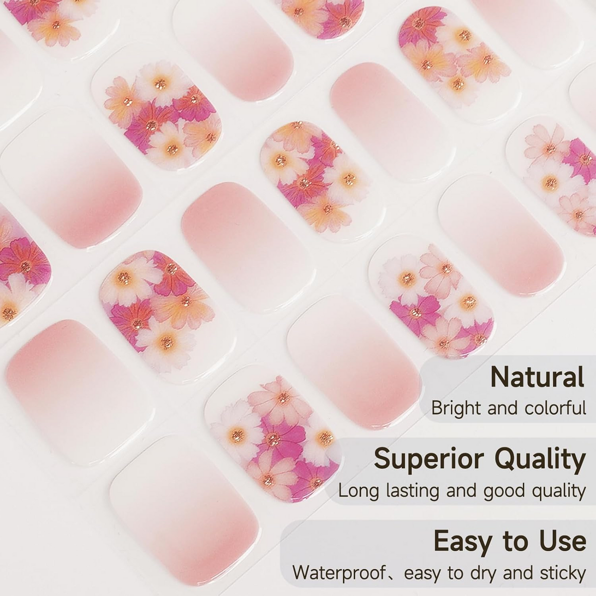 DUKASOU Gel Nail Stickers -Gradient Powder