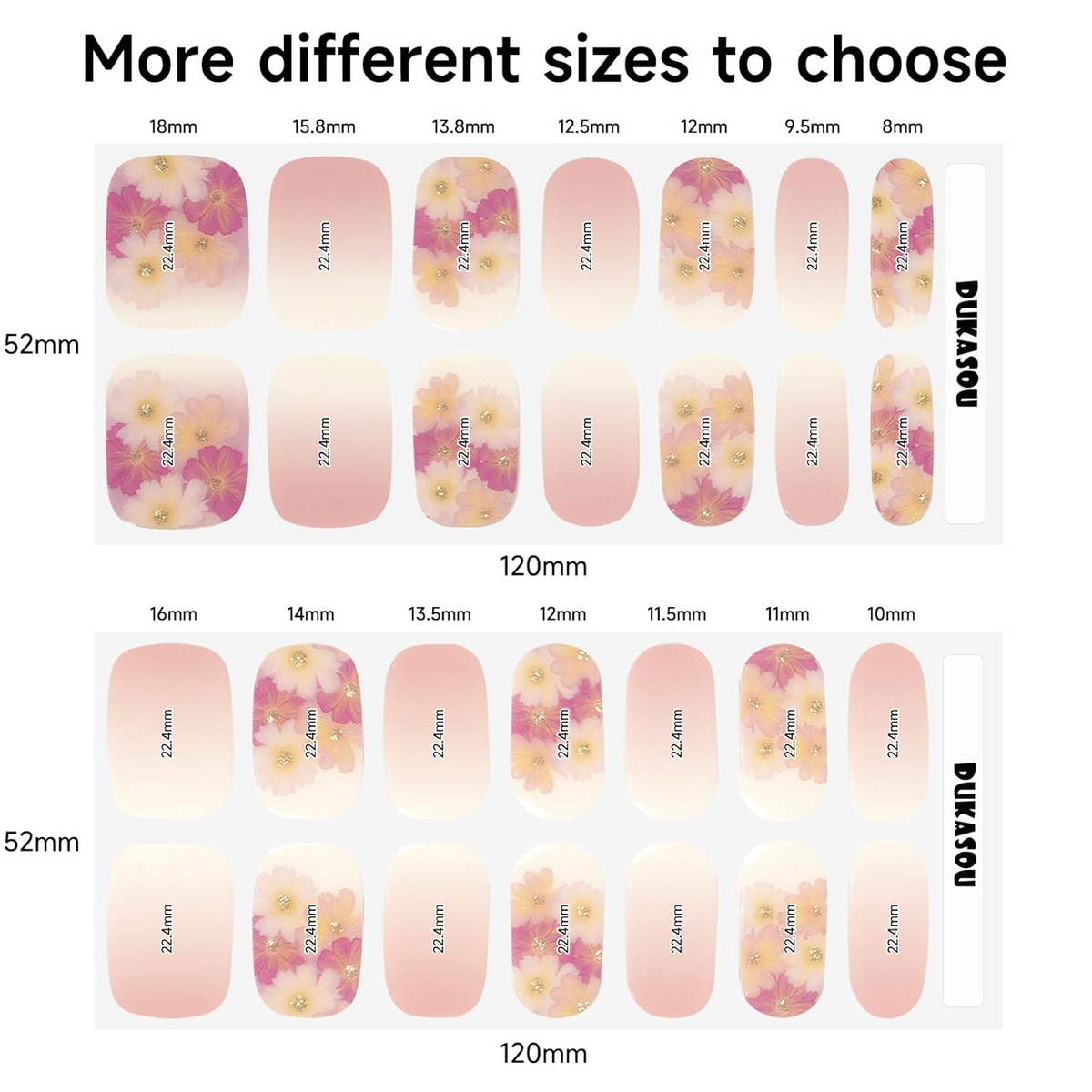 DUKASOU Gel Nail Stickers -Gradient Powder