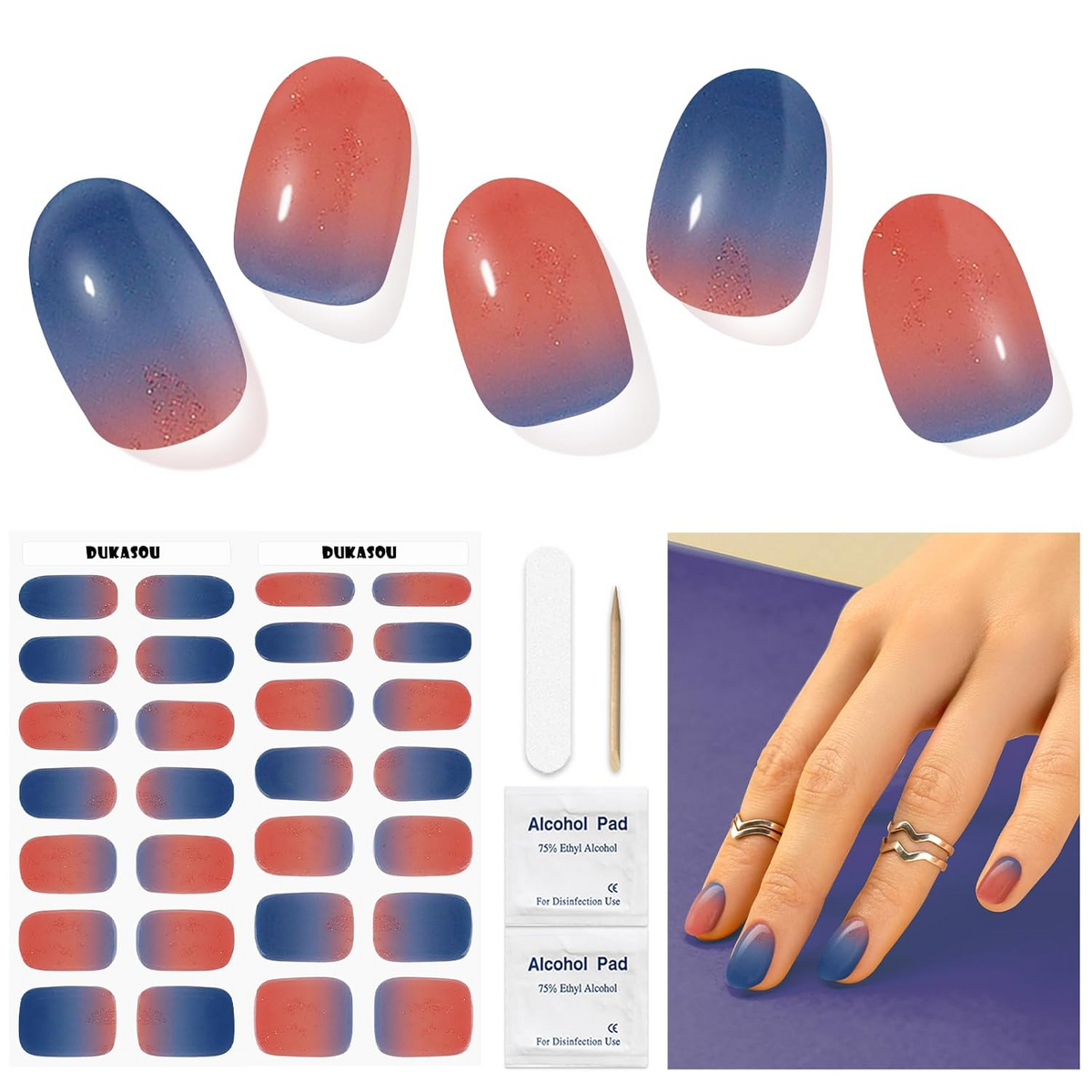 DUKASOU Gel Nail Stickers -Sunset