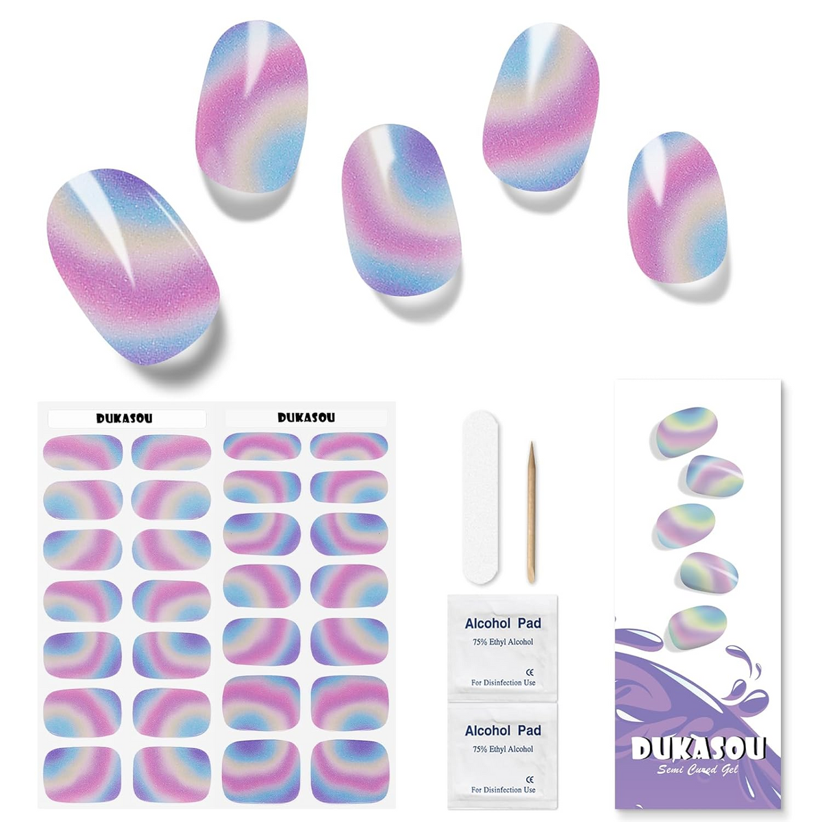 DUKASOU Gel Nail Stickers -Colorful