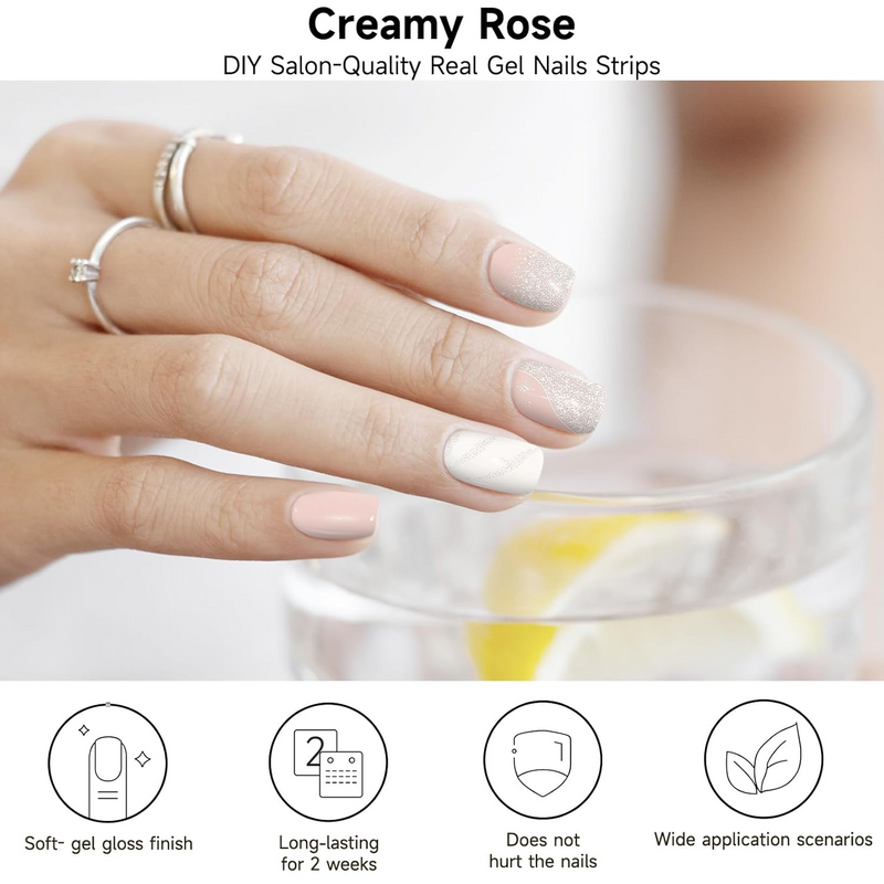 DUKASOU Gel Nail Stickers -Creamy Rose