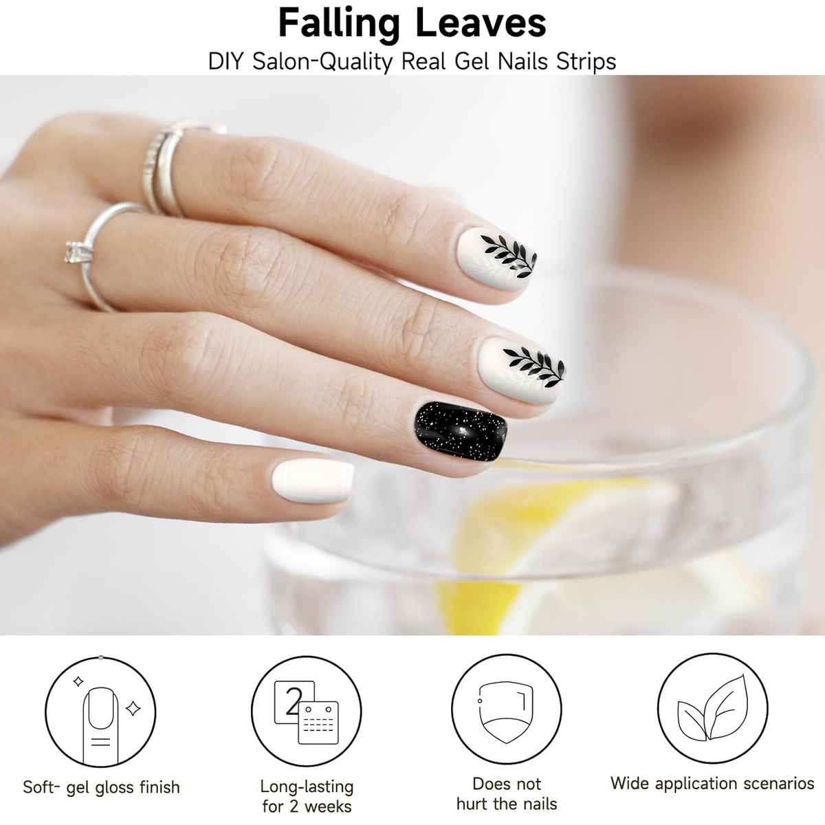 DUKASOU Gel Nail Stickers -Falling Leaves