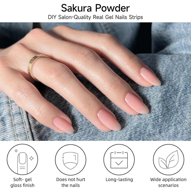 DUKASOU Gel Nail Stickers -Sakura Powder