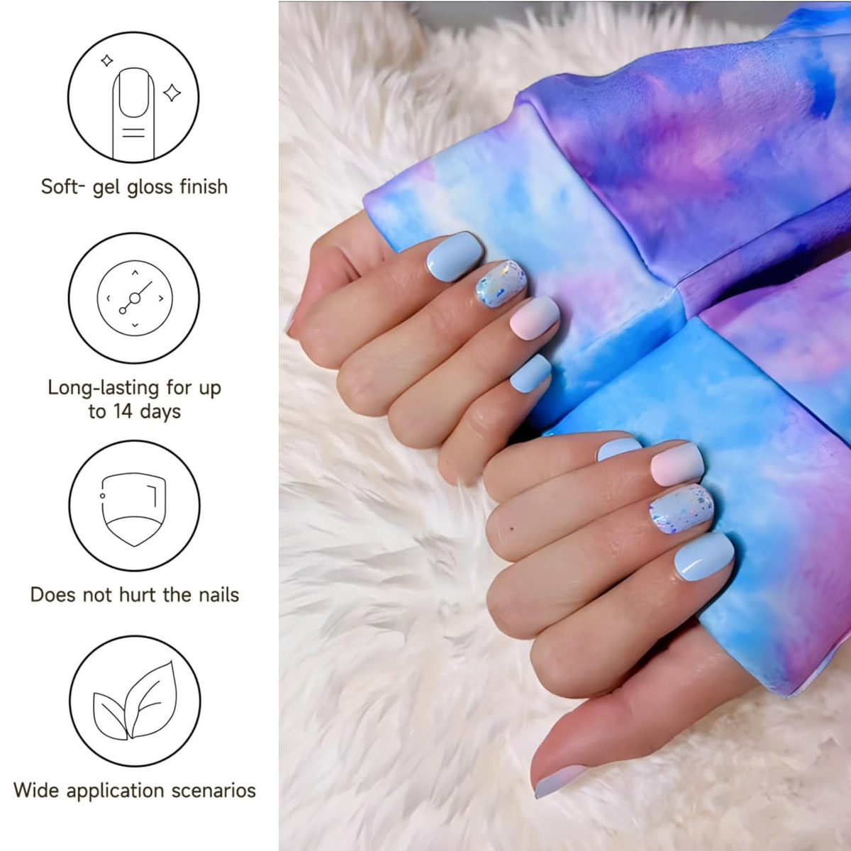 DUKASOU Gel Nail Stickers -Summer Blue