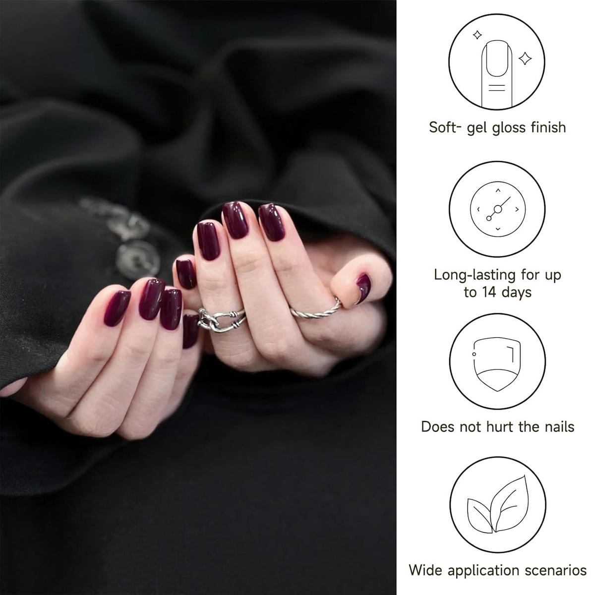 DUKASOU Gel Nail Stickers -Grape Purple