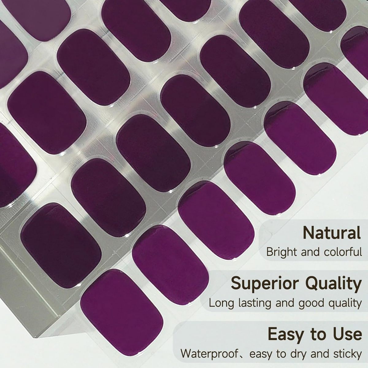 DUKASOU Gel Nail Stickers -Grape Purple