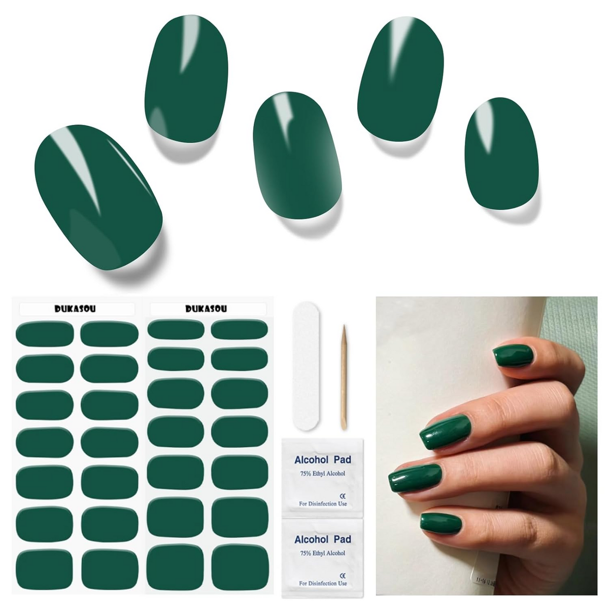 DUKASOU Gel Nail Stickers -Green