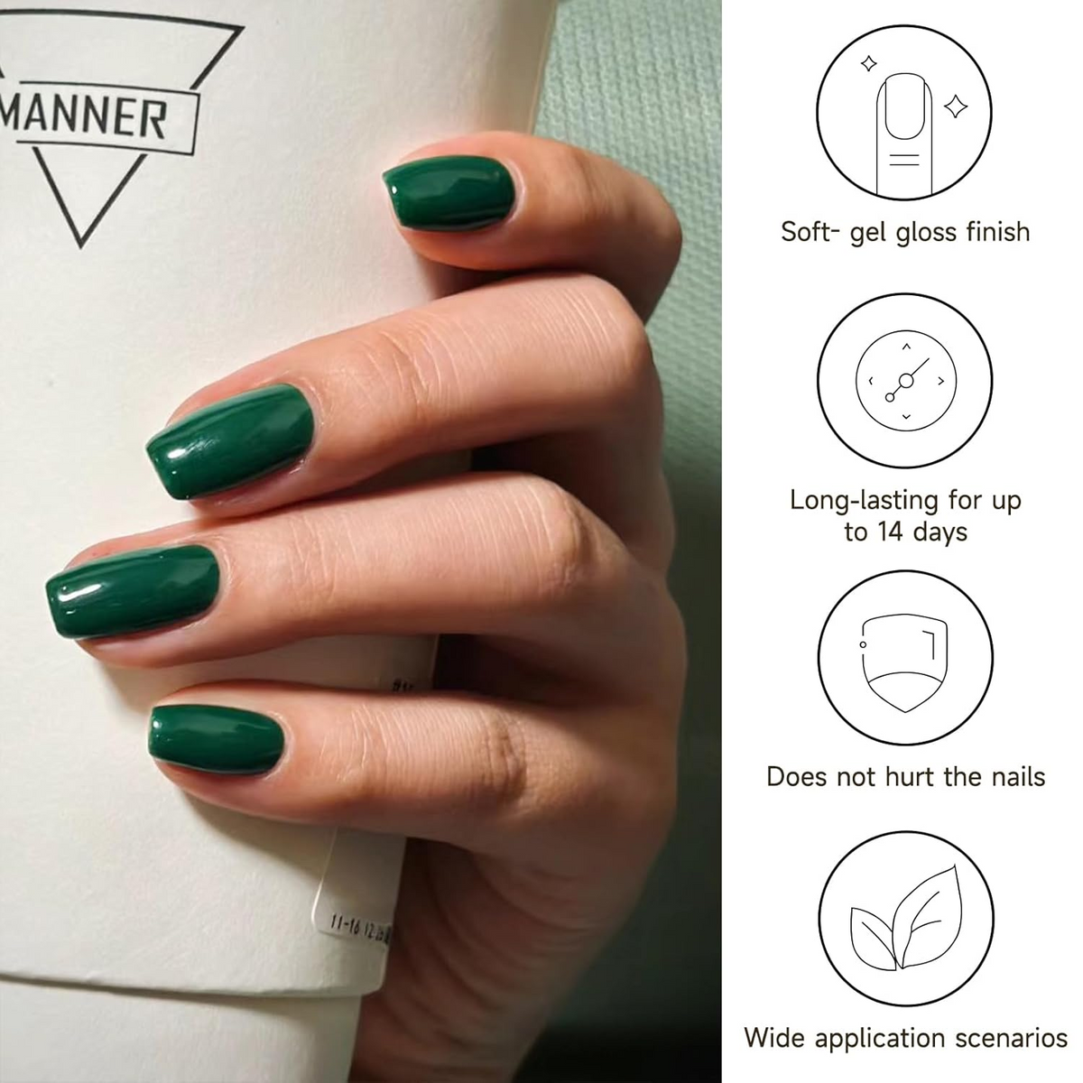 DUKASOU Gel Nail Stickers -Green