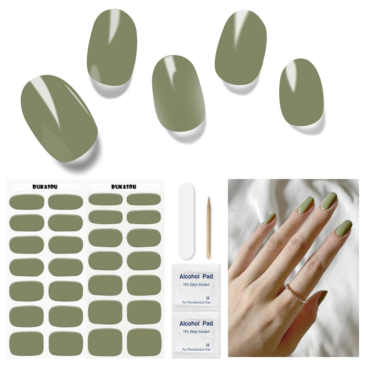 DUKASOU Gel Nail Stickers -Green Bean Paste