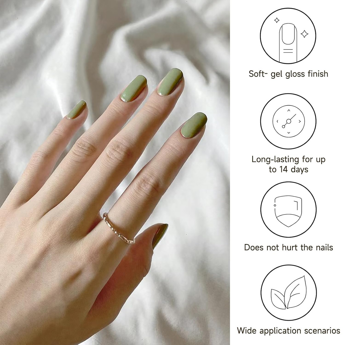 DUKASOU Gel Nail Stickers -Green Bean Paste