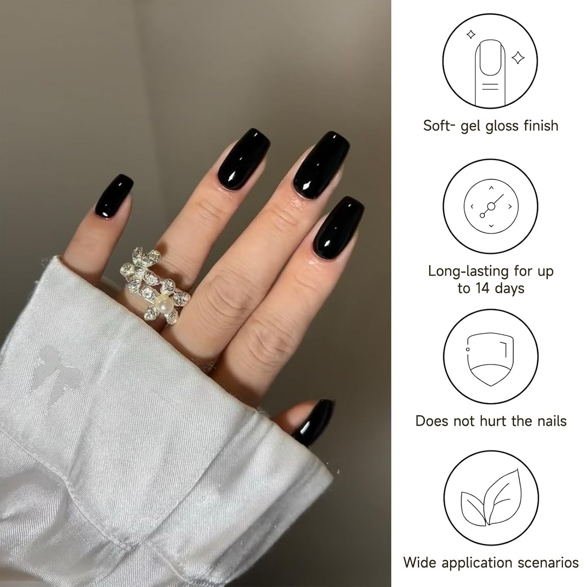 DUKASOU Gel Nail Stickers -Black