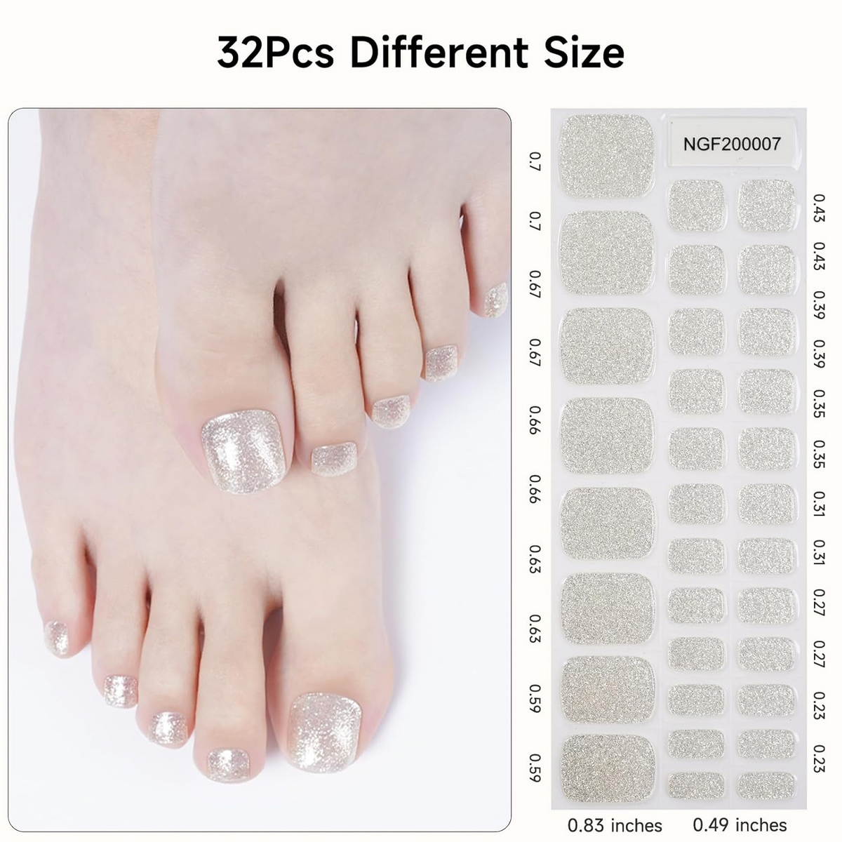 Dukasou Semi Cured Gel Pedicure Strips-Glistening Waves