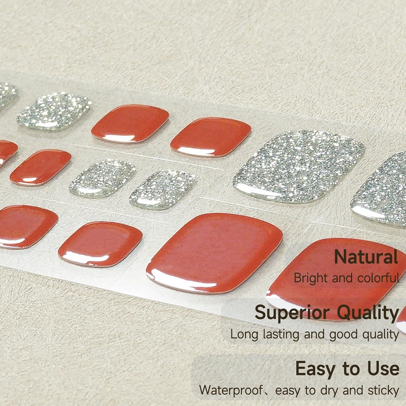 Dukasou Semi Cured Gel Pedicure Strips-Burgundy Red