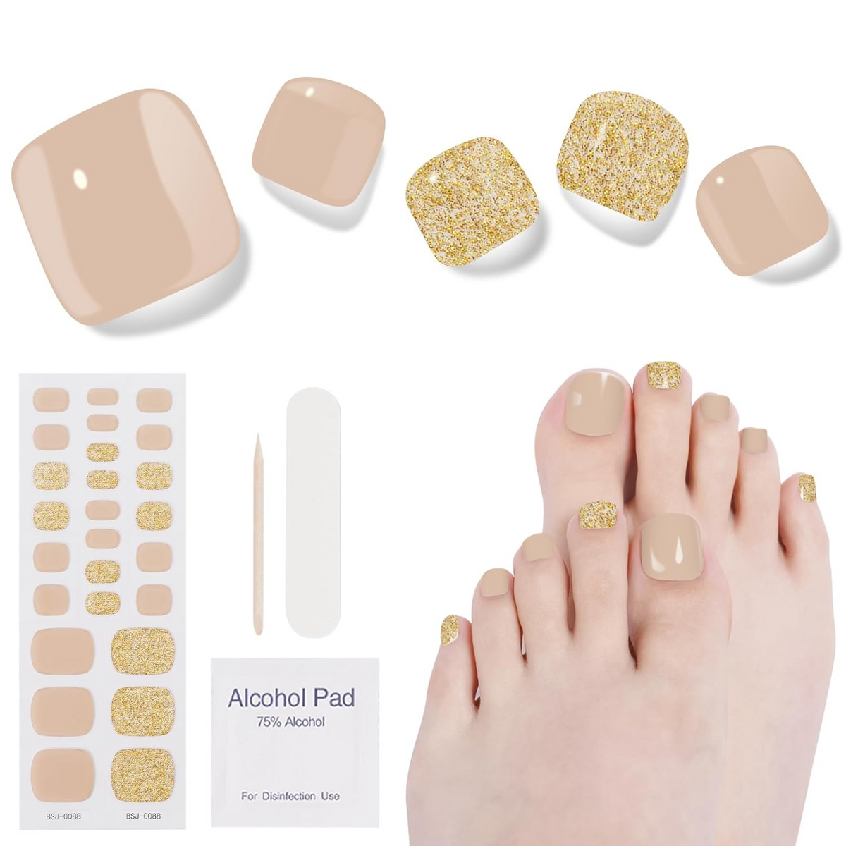 Dukasou Semi Cured Gel Pedicure Strips-Early Spring March