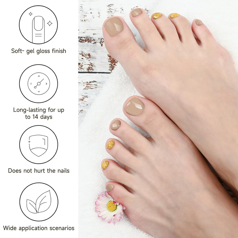 Dukasou Semi Cured Gel Pedicure Strips-Early Spring March