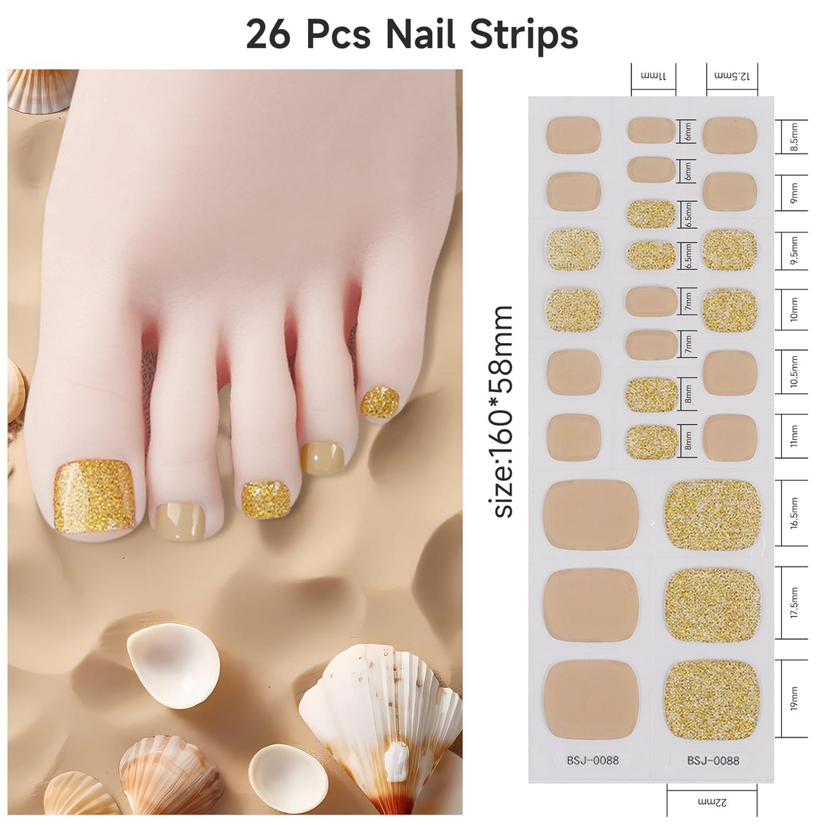 Dukasou Semi Cured Gel Pedicure Strips-Early Spring March