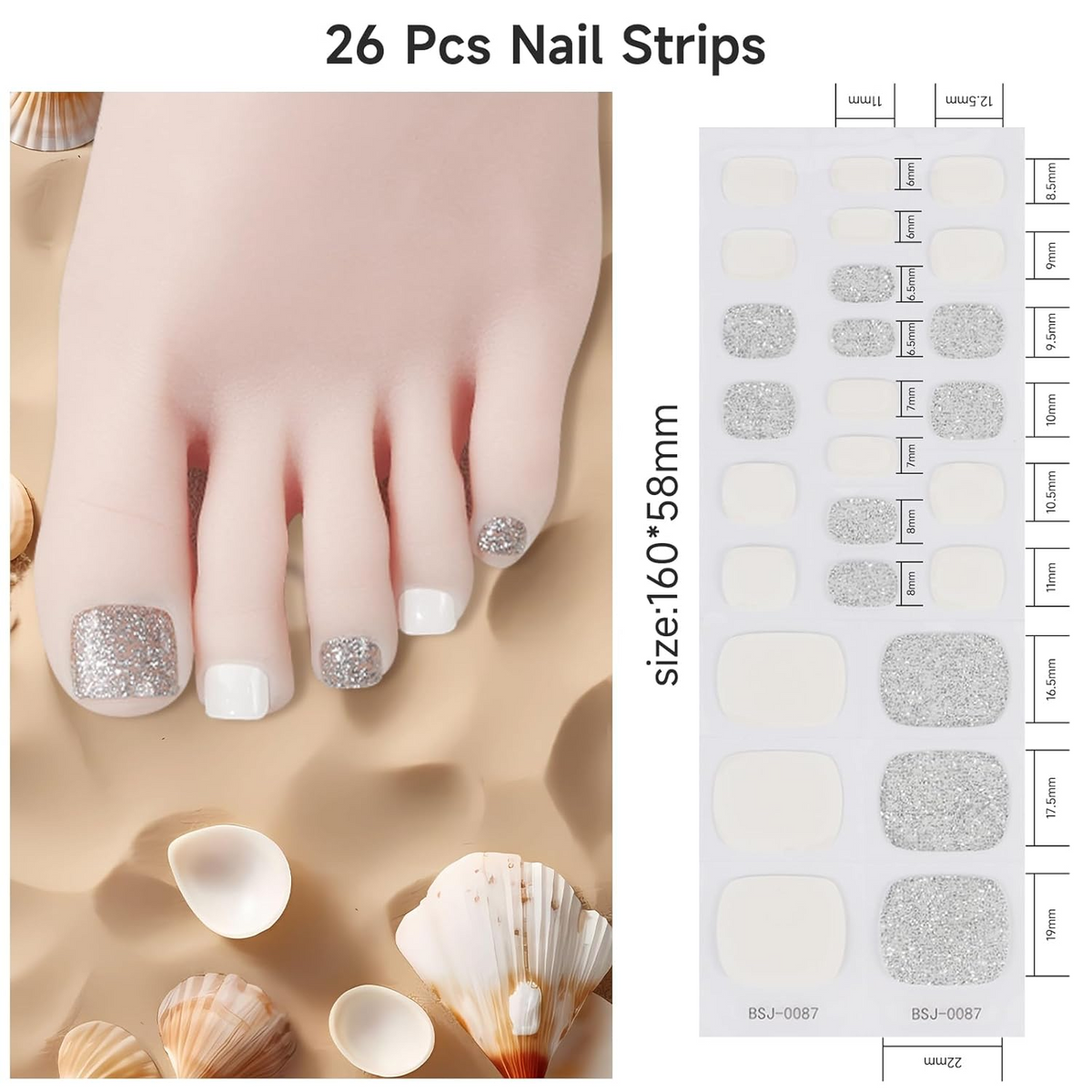 Dukasou Semi Cured Gel Pedicure Strips-Moonstone