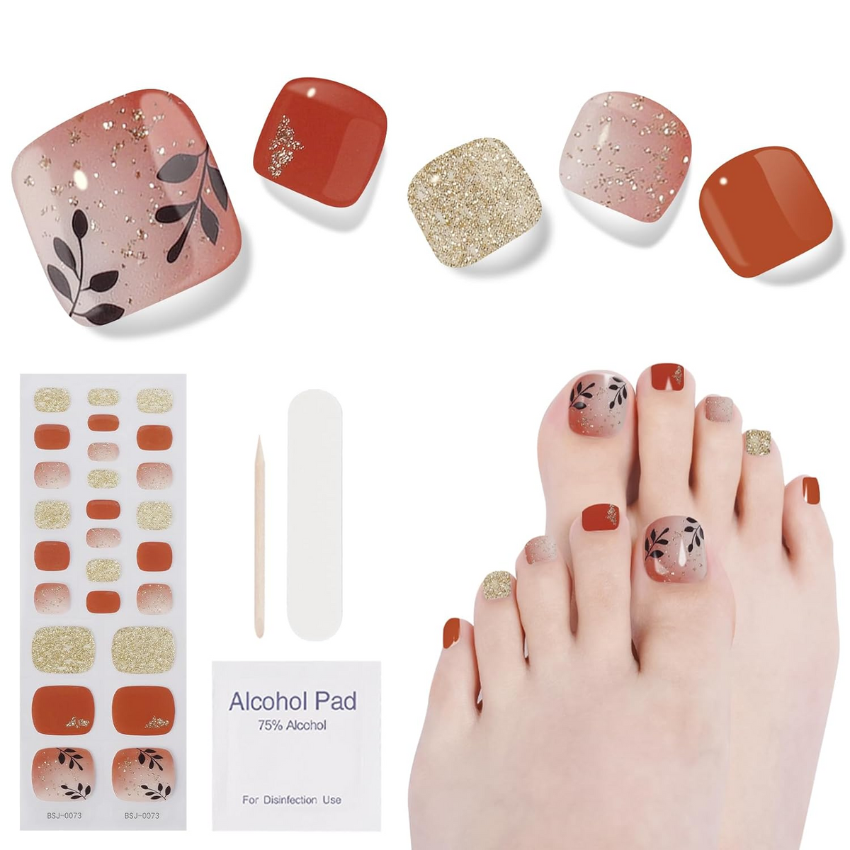 Dukasou Semi Cured Gel Pedicure Strips-Romantic Autumn