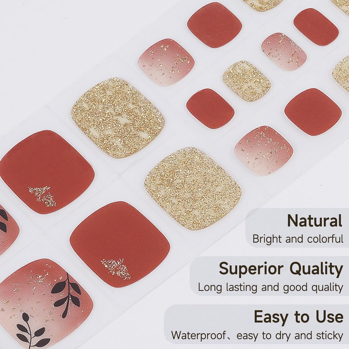 Dukasou Semi Cured Gel Pedicure Strips-Romantic Autumn