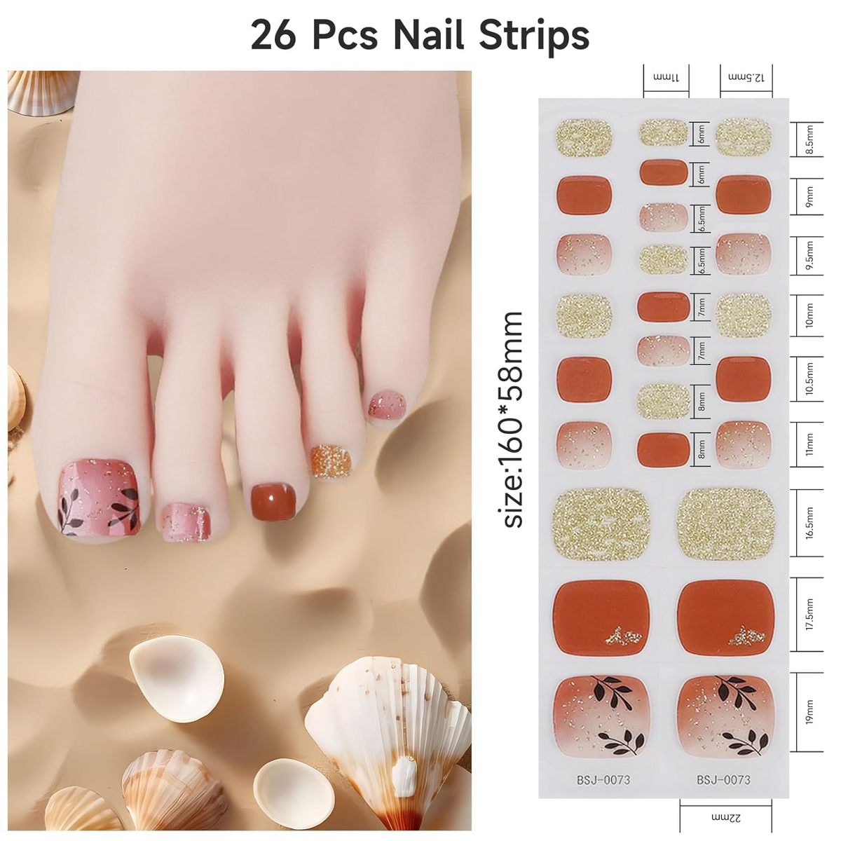 Dukasou Semi Cured Gel Pedicure Strips-Romantic Autumn