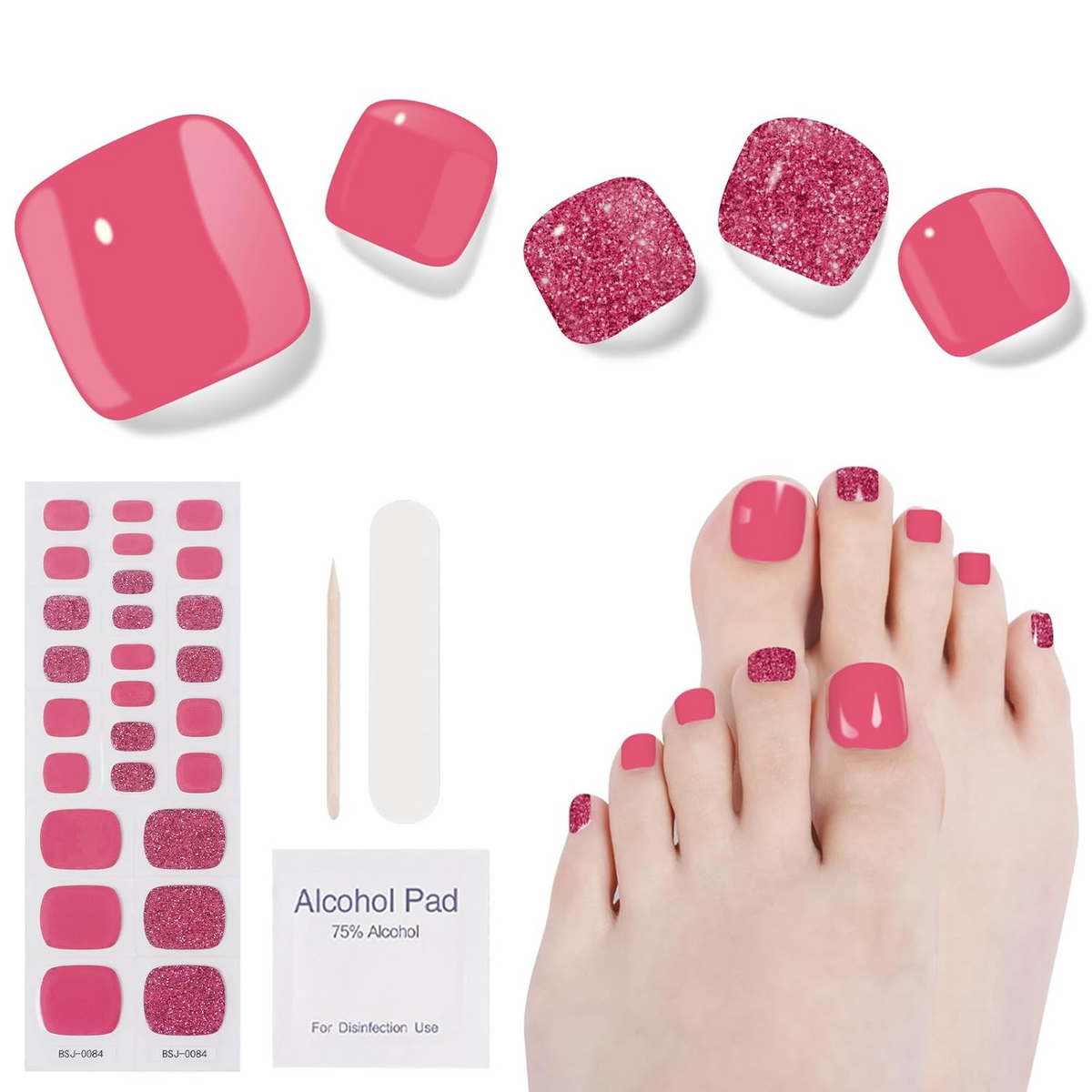 Dukasou Semi Cured Gel Pedicure Strips-Rouge Button