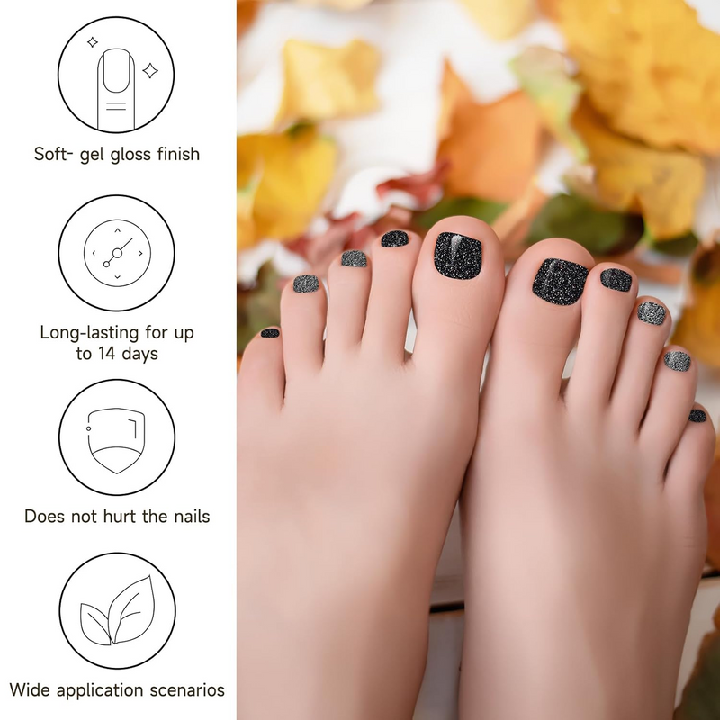 Dukasou Semi Cured Gel Pedicure Strips-Mysterious Black