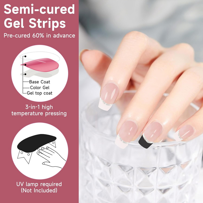 DUKASOU Gel Nail Stickers -Clear French