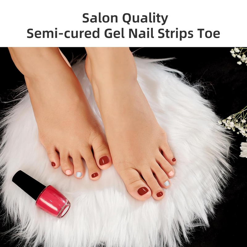 Dukasou Semi Cured Gel Pedicure Strips-Firebrick Red