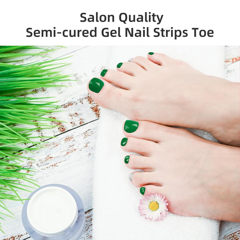 Dukasou Semi Cured Gel Pedicure Strips-Forest Green