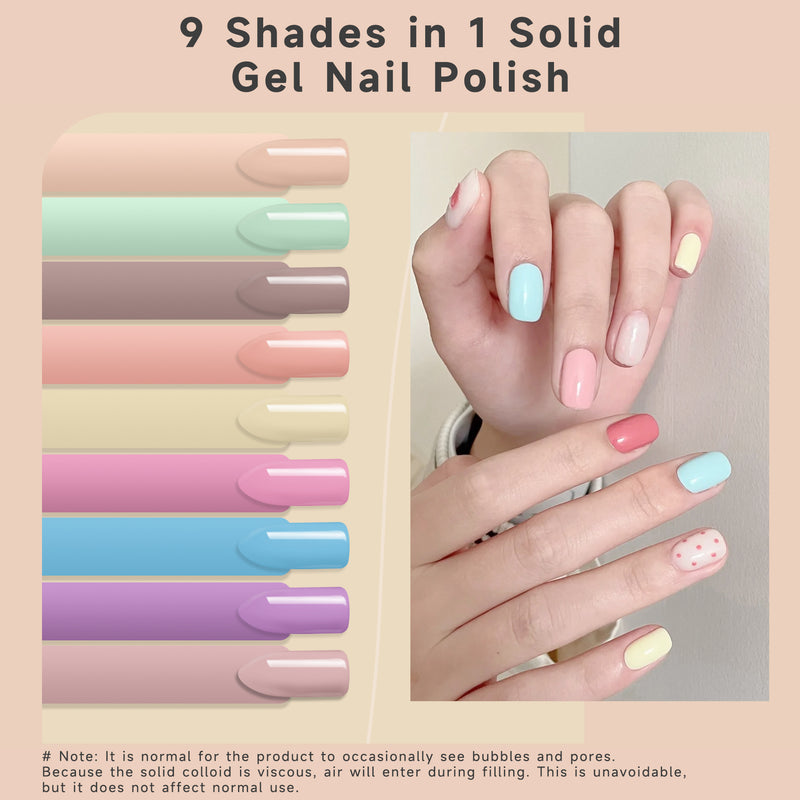 clouds disperse in the blue sky-9 Shades in 1 Solid Cream Nail Gel Polish Set