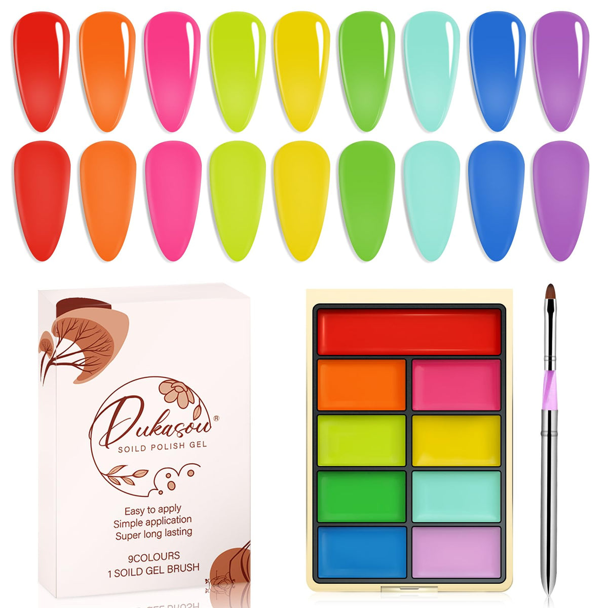 Rainbow Mountain - 9 Shades in 1 Solid Cream Nail Gel Polish Set