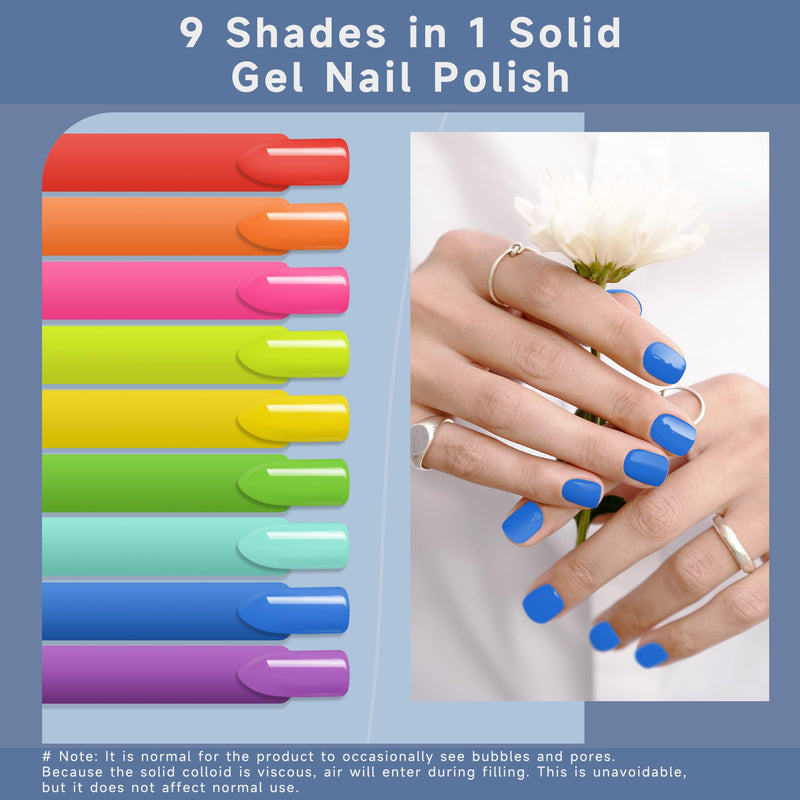 Rainbow Mountain - 9 Shades in 1 Solid Cream Nail Gel Polish Set